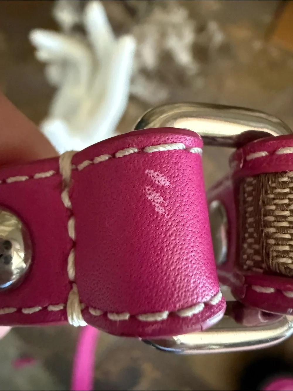 Coach Vintage Signature C  Leather Dog Leash Pink New